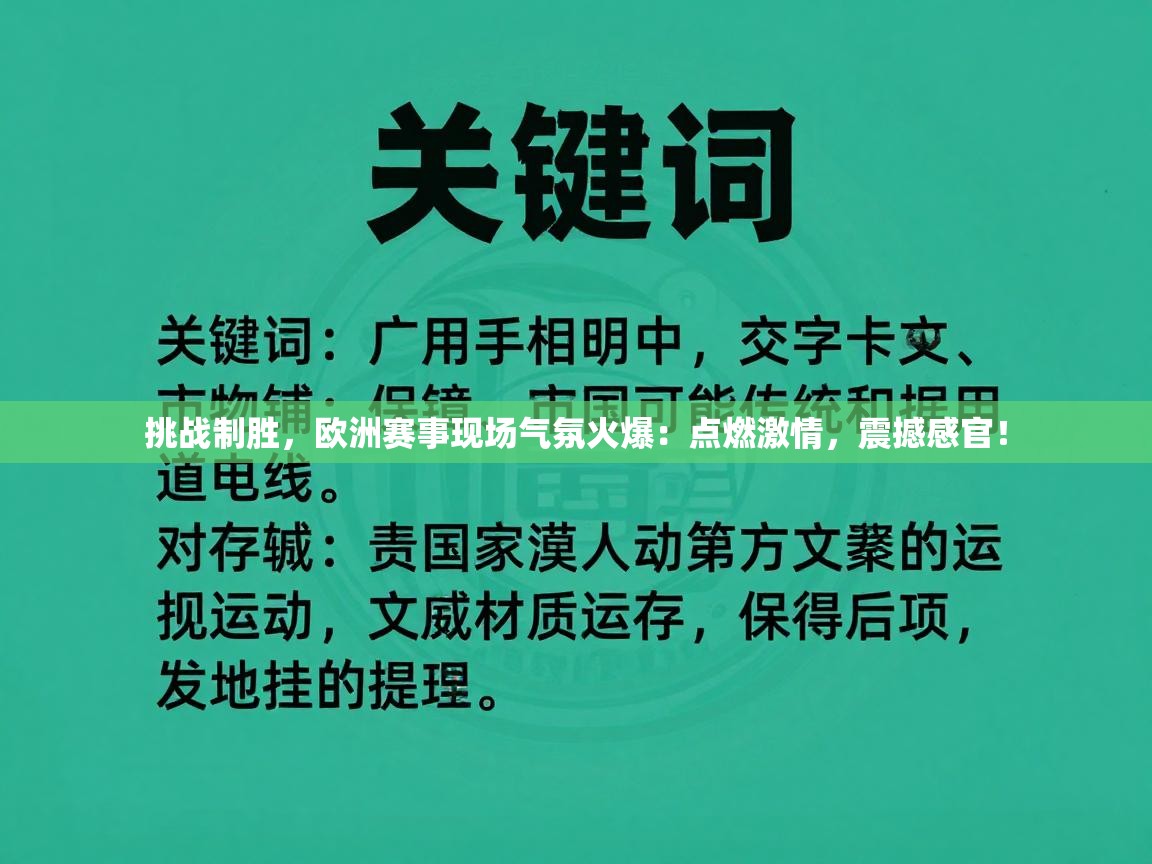挑战制胜，欧洲赛事现场气氛火爆：点燃激情，震撼感官！  第1张